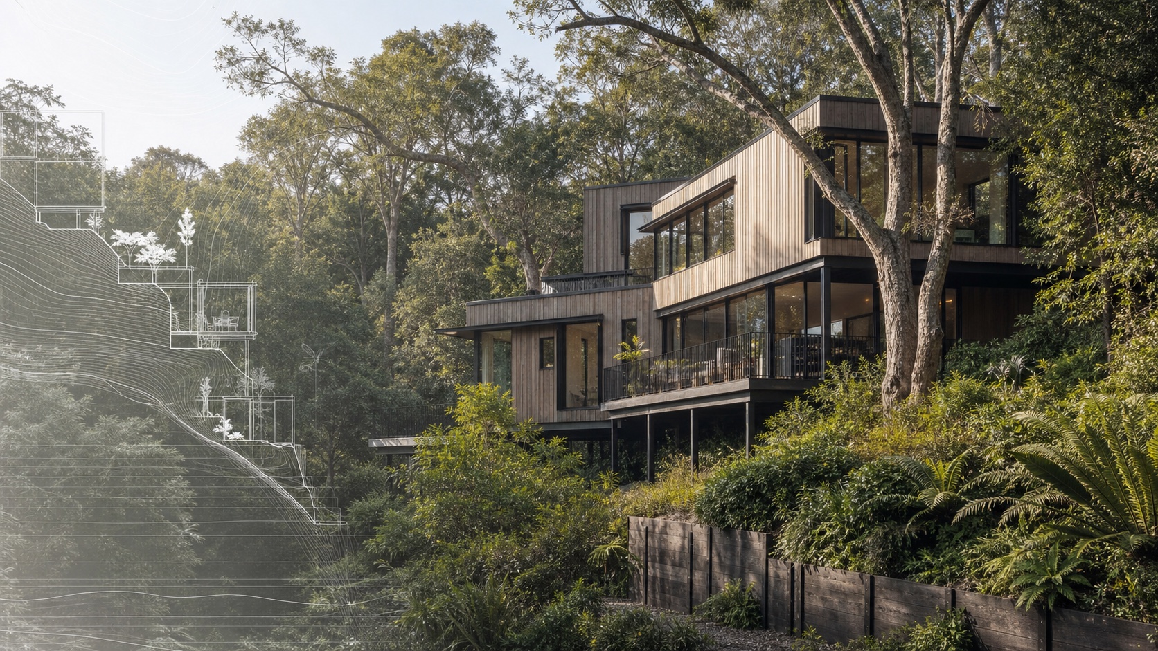 West Auckland home extension shaped around an established site and landscape